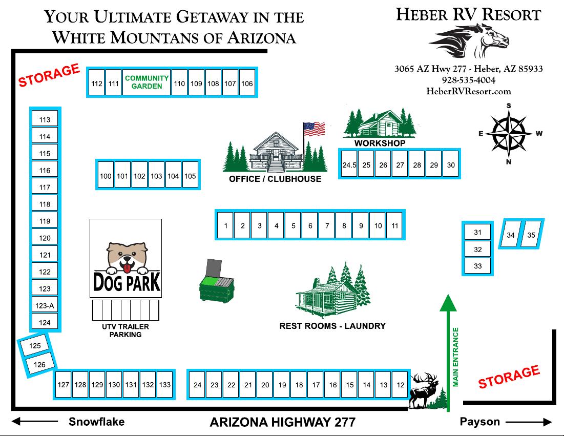 Heber RV Resort in Heber-Overgaard AZ Campground Map